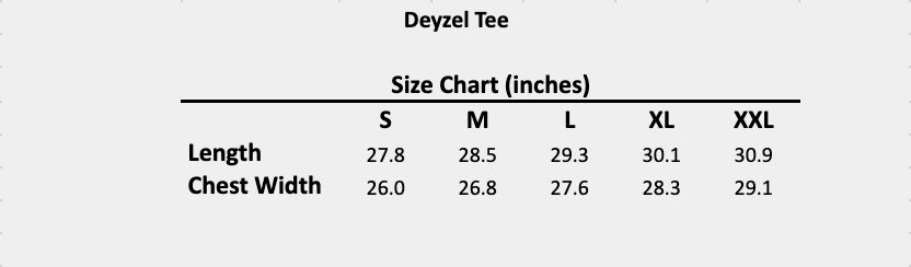 esc size chart image